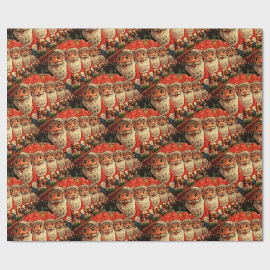 Vintage Christmas Santa Paper Geschenkpapier (Flach)