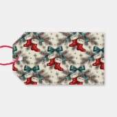 Vintage Christmas Santa’s Boots & Bows Geschenkanhänger (Rückseite Horizontal)