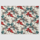 Vintage Christmas Santa’s Boots & Bows Seidenpapier (Vorderseite)