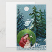 Vintage Christmas Scene Briefpapier (Vorne/Hinten)