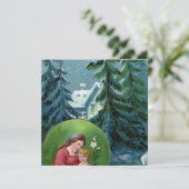 Vintage Christmas Scene Feiertagskarte (Stehend Vorderseite)