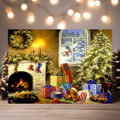 Vintage Christmas Scene Feiertagspostkarte