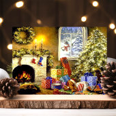 Vintage Christmas Scene Feiertagspostkarte