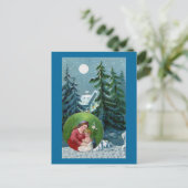 Vintage Christmas Scene Feiertagspostkarte (Stehend Vorderseite)