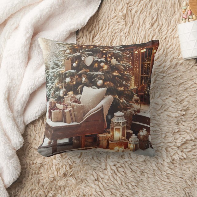 Vintage Christmas Scene Kissen (Decke)