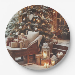 Vintage Christmas Scene Pappteller