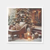 Vintage Christmas Scene Serviette (Vorderseite)