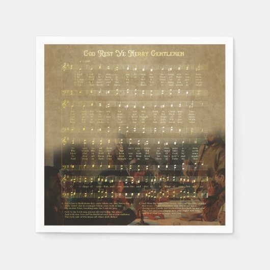 Vintage Christmas Sheet Music Wooden Keepsake Box Serviette (Vorderseite)