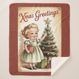 Vintage Christmas Sherpa Blanket Sherpadecke