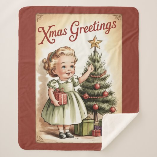Vintage Christmas Sherpa Blanket Sherpadecke (Vorderseite)