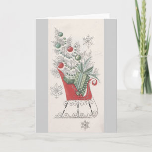 Vintage Christmas Sleigh Feiertagskarte