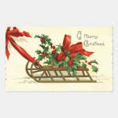 Vintage Christmas Sleigh Grüße Rechteckiger Aufkleber (Vorderseite)