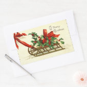 Vintage Christmas Sleigh Grüße Rechteckiger Aufkleber (Umschlag)