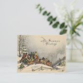 Vintage Christmas Sleigh Ride Postkarte (Stehend Vorderseite)