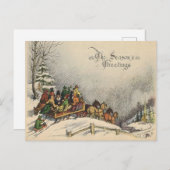 Vintage Christmas Sleigh Ride Postkarte (Vorne/Hinten)