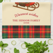 Vintage Christmas Sleigh with Gifts and Plaid Geschirrtuch (Gefaltet)