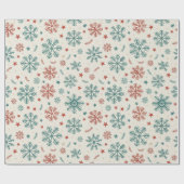 Vintage Christmas Snowflakes & Stars Pattern Geschenkpapier (Flach)
