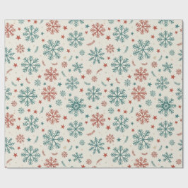 Vintage Christmas Snowflakes & Stars Pattern Geschenkpapier