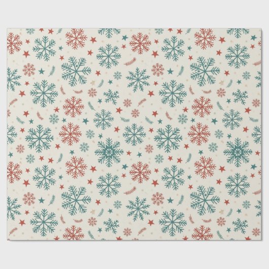 Vintage Christmas Snowflakes & Stars Pattern Geschenkpapier (Flach)