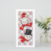 Vintage Christmas Snowman Couple Feiertagskarte (Stehend Vorderseite)