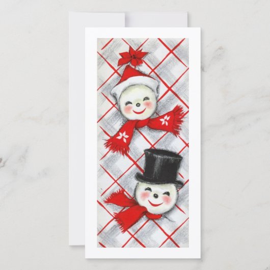 Vintage Christmas Snowman Couple Feiertagskarte (Vorderseite)