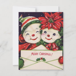 Vintage Christmas Snowman Couple Feiertagskarte