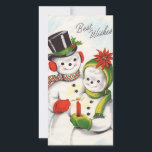 Vintage Christmas Snowman Couple Feiertagskarte<br><div class="desc">Weihnachten Weihnachten Snowman Couple Holiday Card.</div>
