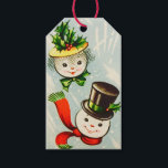 Vintage Christmas Snowman Couple Geschenkanhänger<br><div class="desc">Niedlich Retro Vintage Weihnachten Snowman Couple Holiday Geschenk Tag.</div>