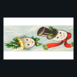 Vintage Christmas Snowman Couple Rechteckiger Aufkleber<br><div class="desc">Niedlich Retro Vintage Weihnachten Snowman Couple Holiday Rechteckige Sticker.</div>