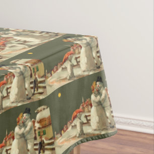 Vintage Christmas Snowman Couple Tischdecke