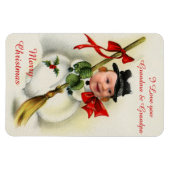 Vintage Christmas Snowman Custom Foto Magnet (Horizontal)