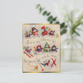 Vintage Christmas Snowman Feiertagskarte (Stehend Vorderseite)