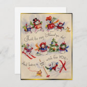 Vintage Christmas Snowman Feiertagskarte (Vorne/Hinten)