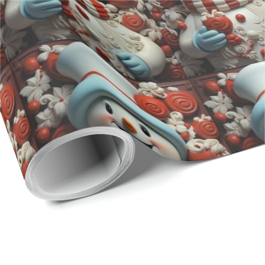 Vintage Christmas Snowman Geschenkpapier (Rolleneckpunkt)