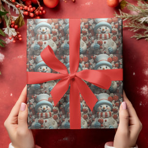 Vintage Christmas Snowman Geschenkpapier