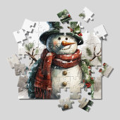 Vintage Christmas Snowman Jigsaw Puzzle | Retro