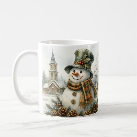 Vintage Christmas Snowman Kaffeetasse (Links)