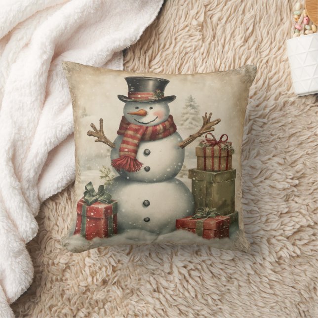 Vintage Christmas Snowman Kissen (Decke)
