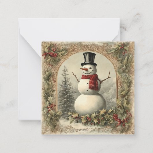 Vintage Christmas Snowman Mitteilungskarte (Vorderseite)