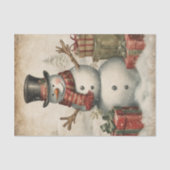 Vintage Christmas Snowman Seidenpapier (Vorderseite)