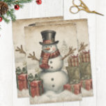 Vintage Christmas Snowman Seidenpapier<br><div class="desc">Ein Vintages Design von Schneemann. Ideal für Weihnachtsgeschenkverpackungen oder für handwerkliche und decoupage Projekte.</div>