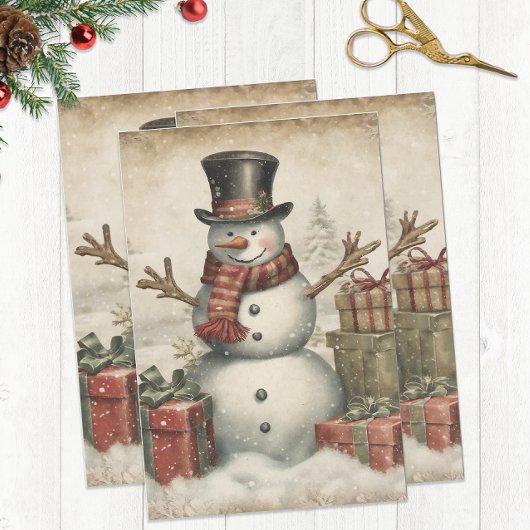 Vintage Christmas Snowman Seidenpapier