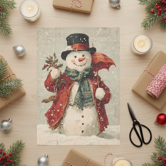 Vintage Christmas Snowman Seidenpapier