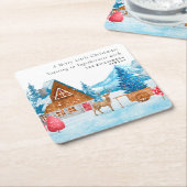 VINTAGE CHRISTMAS SNOWY TOWY ELK PERSONALISIERT RECHTECKIGER PAPPUNTERSETZER (angewinkelt)