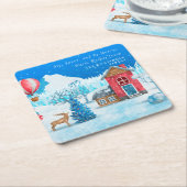 VINTAGE CHRISTMAS SNOWY TOWY ELK PERSONALISIERT RECHTECKIGER PAPPUNTERSETZER (angewinkelt)