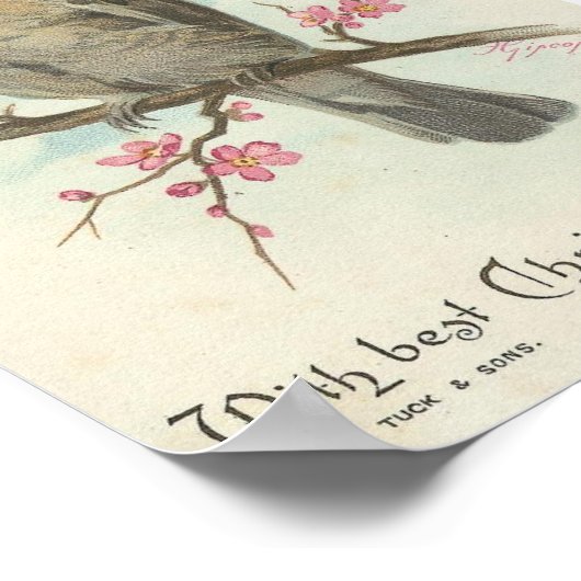 Vintage Christmas Sparrow Poster (Ecke)