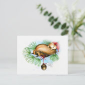 vintage christmas squirrel dreaming feiertagspostkarte (Stehend Vorderseite)