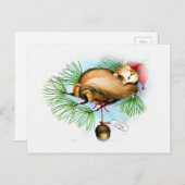 vintage christmas squirrel dreaming feiertagspostkarte (Vorne/Hinten)