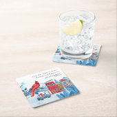 VINTAGE CHRISTMAS STADT RED KARDINAL PERSONALISIER RECHTECKIGER PAPPUNTERSETZER (Vor Ort)