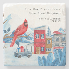 VINTAGE CHRISTMAS STADT RED KARDINAL PERSONALISIER STEINUNTERSETZER